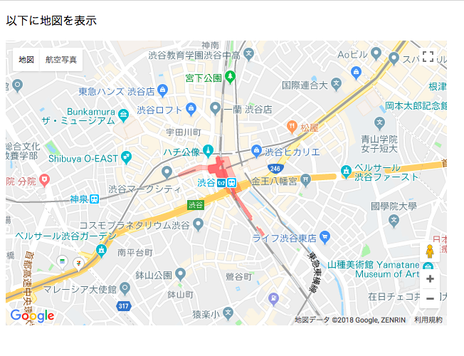 GoogleMapsAPIでの渋谷の画像
